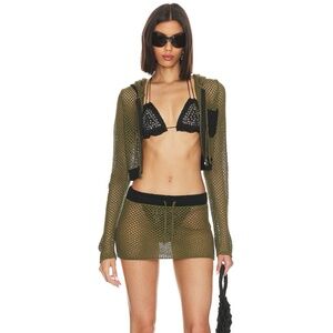 Caldera Crochet Hoodie in Khaki